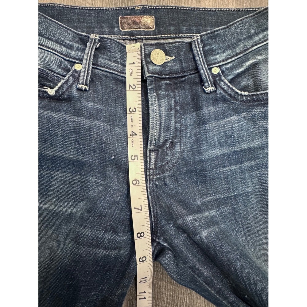 MOTHER Jeans THE PONYBOY Echoes Blue Straight Stretch Distressed Wide Cuff Sz 25 - Picture 9 of 10